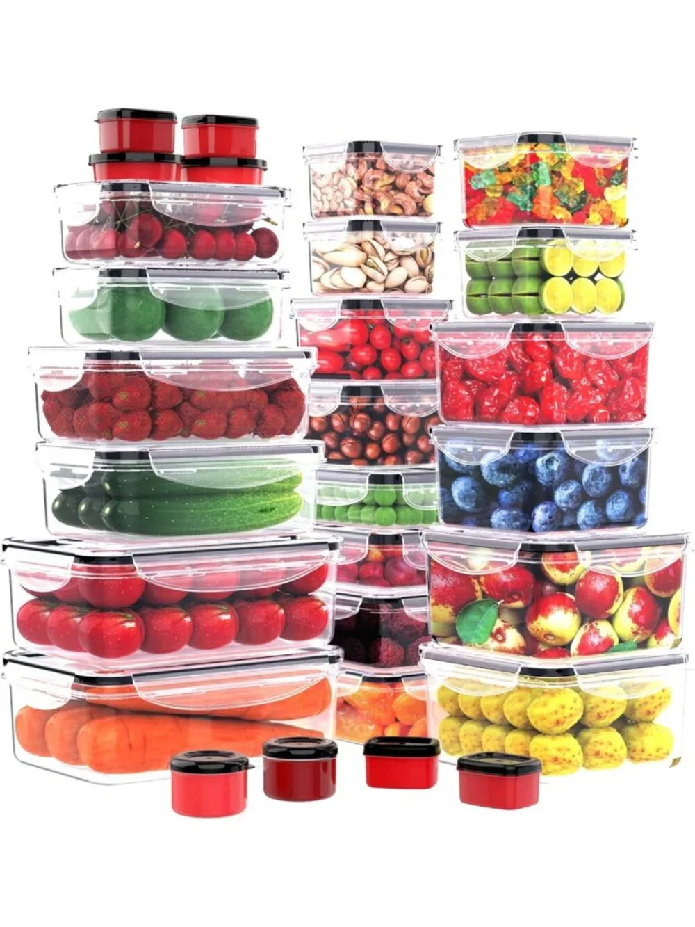 56 PCS Airtight Food Storage Containers - Stackable Plastic Boxes for Kitchen